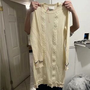 Elegant Cream Midi Knit Dress